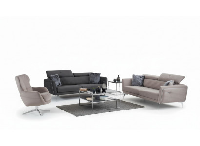 Ensemble de canapé Canapé Rembourrage Tissu Meubles Canapé Canapés 3+3+1 Groupe gris