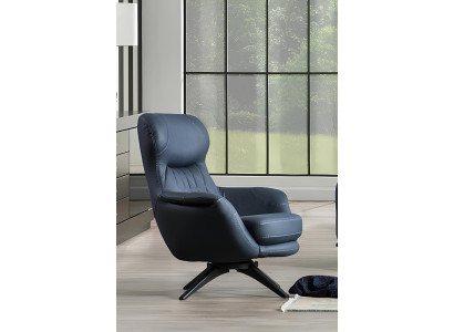 Fauteuil 1 place Confort de style moderne doux moyen Bleu Luxueux