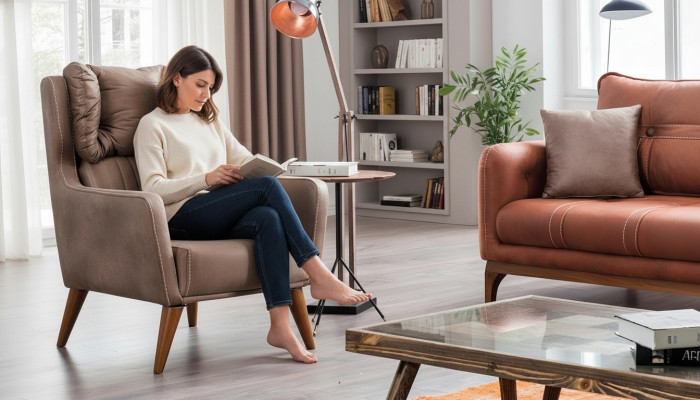 Fauteuil de style maison de campagne avec fauteuil à ailes, pour se détendre devant la télévision, canapé 1 place.