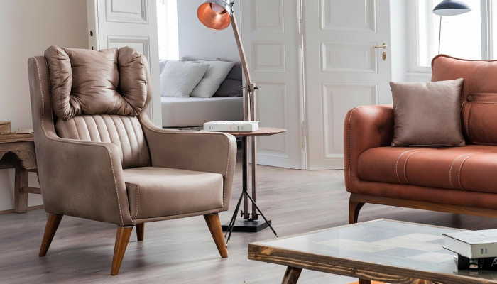 Fauteuil de style maison de campagne avec fauteuil à ailes, pour se détendre devant la télévision, canapé 1 place.