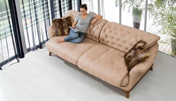 Canapé marron Canapé Salon Canapés Rembourrage Mobilier Trois places 221cm