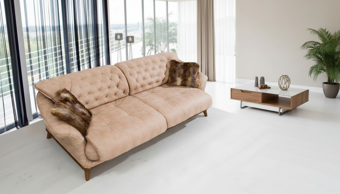 Canapé marron Canapé Salon Canapés Rembourrage Mobilier Trois places 221cm