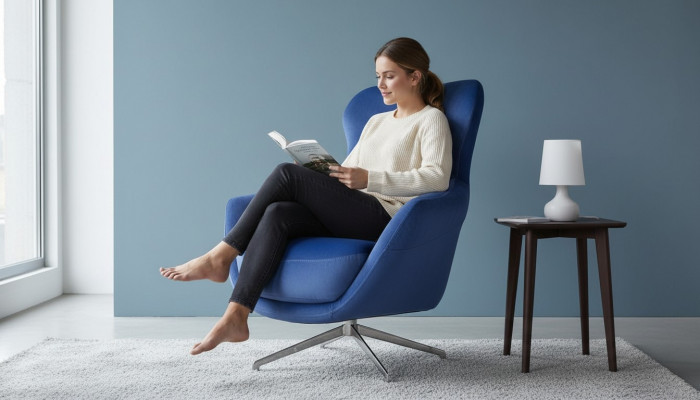 Fauteuil Couleur Bleu confortable moyen doux luxueux pour Salon Détente Club