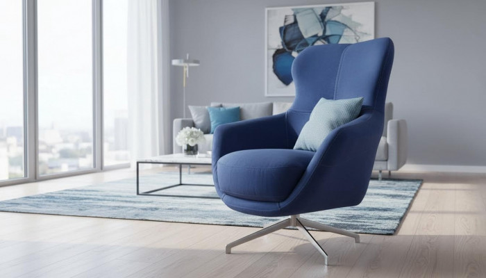 Fauteuil Couleur Bleu confortable moyen doux luxueux pour Salon Détente Club