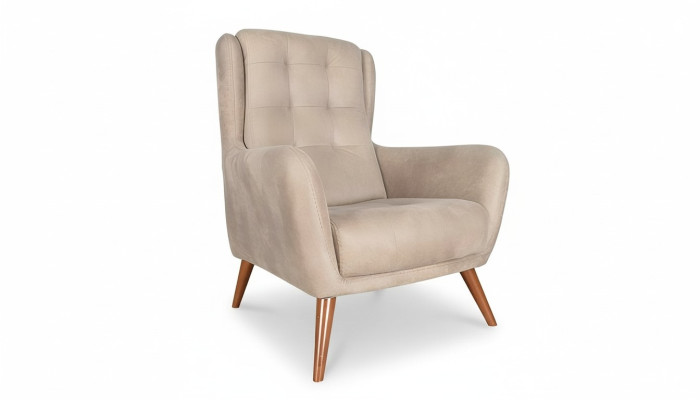 Chesterfield Fauteuil Club Canapé Fauteuil Individuel Canapé Tissu Beige Meubles de Tapisserie Détente nouveau