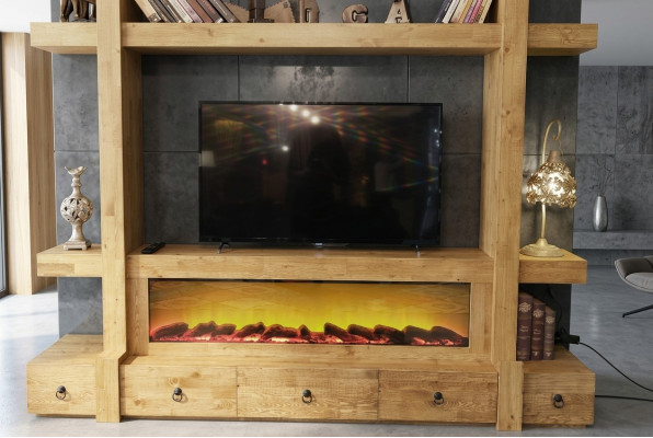 Meuble mural pour télévision, meuble mural en bois pour salon, meuble de télévision, armoire TV 240x205 avec extension murale