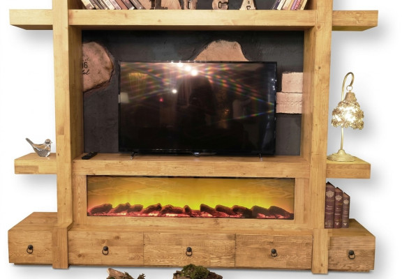 Meuble mural pour télévision, meuble mural en bois pour salon, meuble de télévision, armoire TV 240x205 avec extension murale