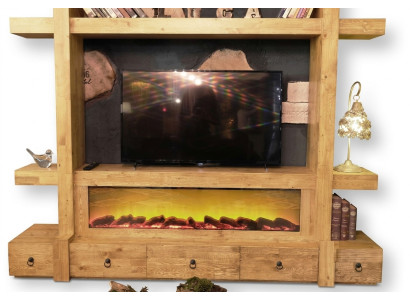 Meuble mural pour télévision, meuble mural en bois pour salon, meuble de télévision, armoire TV 240x205 avec extension murale