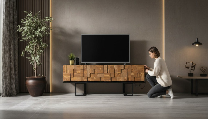 Commode moderne en bois Buffet Meuble TV Armoire 180cm