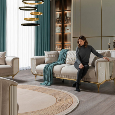 Canapé 3 places de luxe Salon Canapé bleu design moderne Meubles