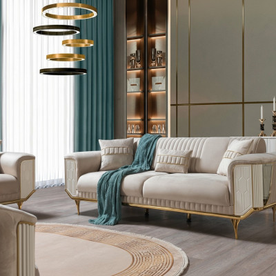 Canapé 3 places de luxe Salon Canapé bleu design moderne Meubles