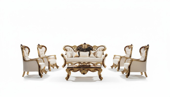 Ensemble de canapés de luxe baroque rococo ensemble de canapés 3+3+1+1 table basse