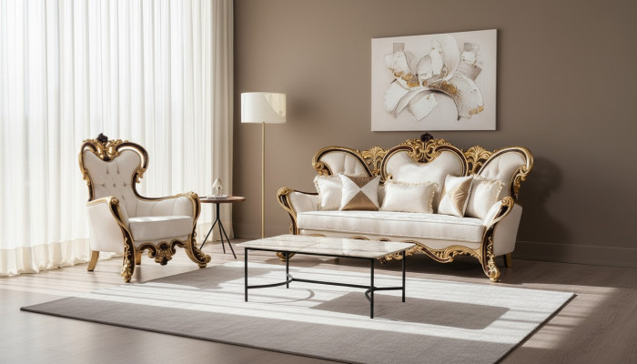 Ensemble de canapé royal 3+1 places Fauteuil classique au design luxueux Salon