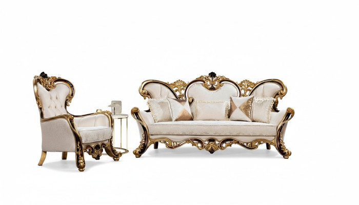 Ensemble de canapé royal 3+1 places Fauteuil classique au design luxueux Salon