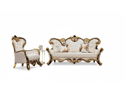 Ensemble de canapé royal 3+1 places Fauteuil classique au design luxueux Salon