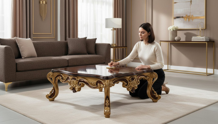 Table basse en bois Table Salon Classique r Design Table en bois de luxe 119x91cm