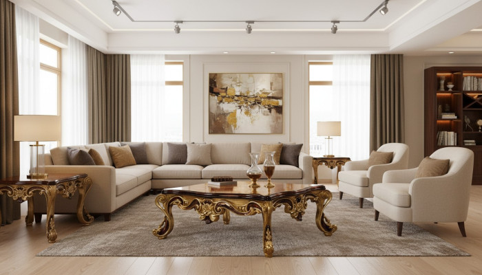Table basse en bois Table Salon Classique r Design Table en bois de luxe 119x91cm