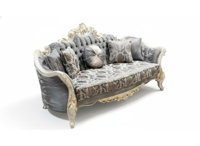 Canapé baroque 3 places Gris Salon Classique Canapé Design Canapé en Tissu