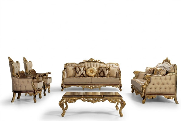 Ensemble de canapé classique Table basse Fauteuil Canapé 5 pièces Meubles Chesterfield