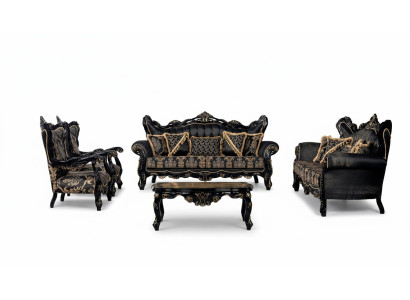 Ensemble de canapé 3+3+1+1 Table basse Salon de luxe Noir Ensemble de canapé neuf