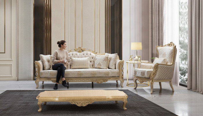 Ensemble de canapés 3+1 Fauteuil de salon Ensemble de canapés de luxe Textile neuf