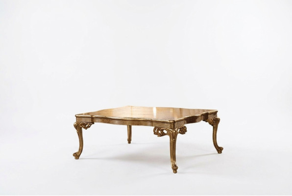 Table basse baroque rococo en bois massif doré pour le salon