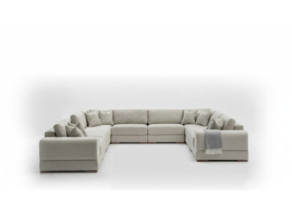 Canapé d'angle en forme de U Gris Canapé Luxueux Design Mobilier Salon en tissu