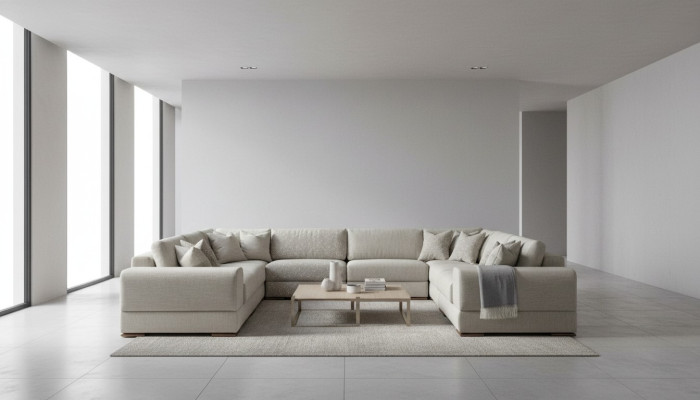 Canapé en forme de U, design moderne, salon de luxe, grand canapé d'angle gris neuf