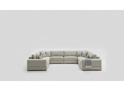 Canapé en forme de U, design moderne, salon de luxe, grand canapé d'angle gris neuf