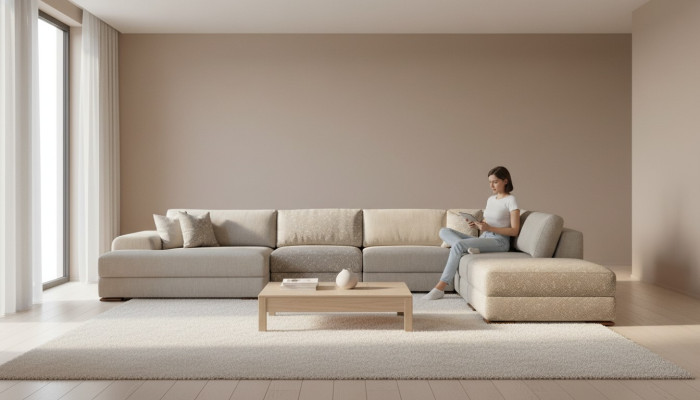 Canapé d'angle Salon paysage Tissu Grand canapé Canapé en U Canapé rembourré 150x425x290