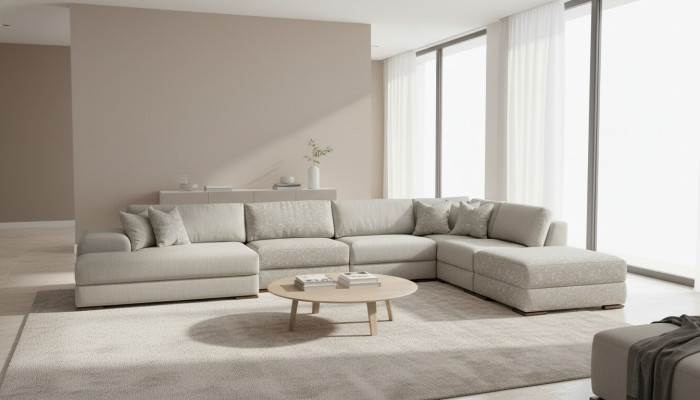Canapé d'angle Salon paysage Tissu Grand canapé Canapé en U Canapé rembourré 150x425x290