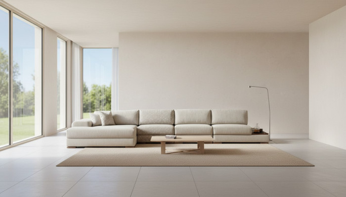 Canapé d'angle en L Salon paysage de vie de luxe Gris Suite d'angle Design Meubles 455x150