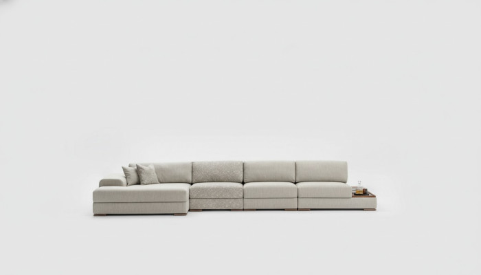 Canapé d'angle en L Salon paysage de vie de luxe Gris Suite d'angle Design Meubles 455x150