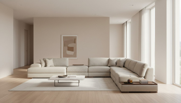Canapé d'angle en forme de U Mobilier Paysage vivant Design Gris Canapé rembourré Ensemble d'angle
