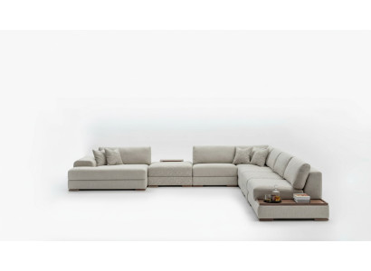 Canapé d'angle en forme de U Mobilier Paysage vivant Design Gris Canapé rembourré Ensemble d'angle