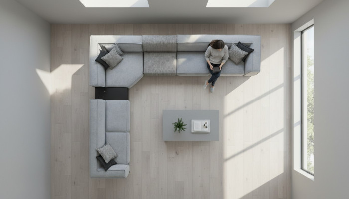 Canapé d'angle en tissu Design moderne Canapé rembourré 430x375cm Canapé en L Sofas