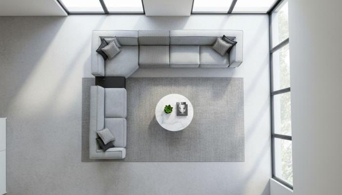 Canapé d'angle en tissu Design moderne Canapé rembourré 430x375cm Canapé en L Sofas