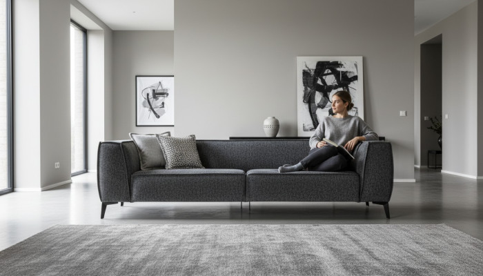 Canapé Canapé Mobilier Salon Canapé Rembourré 3 Places Style Moderne 240cm