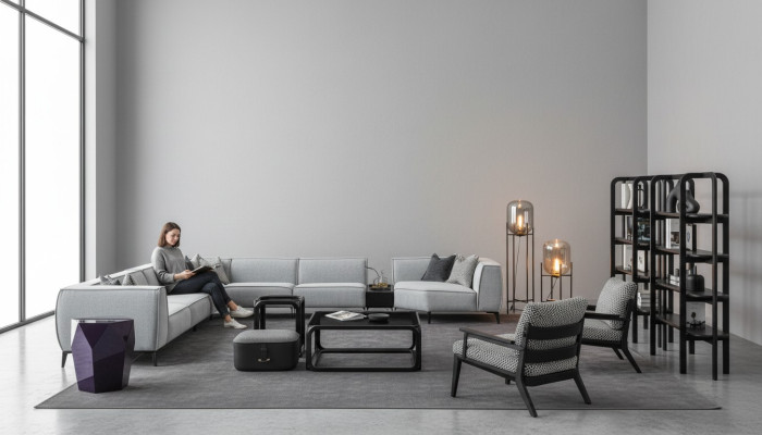 Canapé d'angle Canapé Rembourrage Meubles Forme U Salon paysager avec Fauteuil Gris Canapés