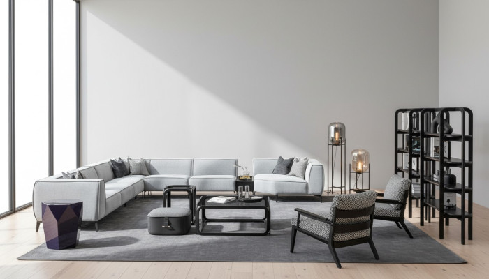 Canapé d'angle Canapé Rembourrage Meubles Forme U Salon paysager avec Fauteuil Gris Canapés