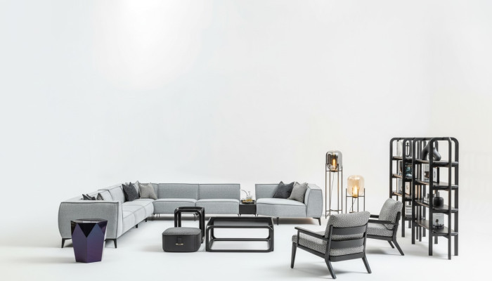 Canapé d'angle Canapé Rembourrage Meubles Forme U Salon paysager avec Fauteuil Gris Canapés
