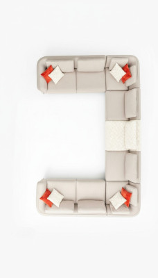 Canapé d'angle en U de luxe pour salon beige, canapé rembourré de style moderne.