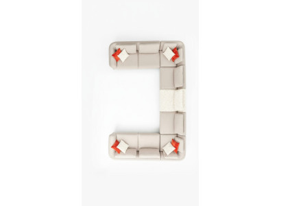 Canapé d'angle en U de luxe pour salon beige, canapé rembourré de style moderne.