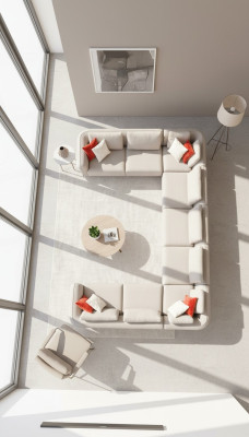 Canapé en forme de U luxe coin de salon canapé beige canapé rembourré design style moderne