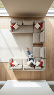 Canapé beige Salon Canapé rembourré Design Moderne Canapé d'angle U-forme nouveau