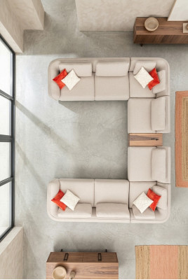 Canapé beige Salon Canapé rembourré Design Moderne Canapé d'angle U-forme nouveau