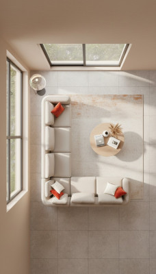 Canapé d'angle Canapé en forme de L Design Moderne Luxueux Salon Beige Canapé