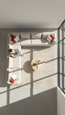 Canapé d'angle Canapé en forme de L Luxe Salon Beige Rembourrage Canapé Mobilier 402x402cm