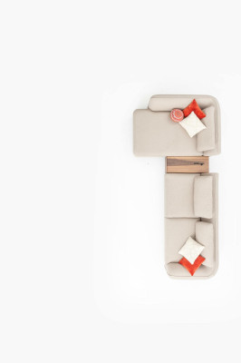 Canapé d'angle en forme de L 365x170 Beige Canapé Canapé d'angle en tissu de meubles de design