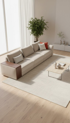 Canapé confortable 5 places de couleur beige simple et design moderne